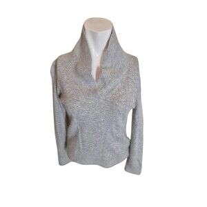 Carol Little Vintage Angora Wool Sweater Shawl Collar Gray Sz S